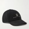 Logo-Embroidered Leather-Trimmed Cotton-Twill Baseball Cap Logo-Embroidered Leather-Trimmed Cotton-Twill Baseball Cap