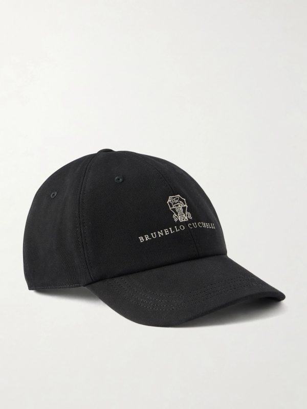 Logo-Embroidered Leather-Trimmed Cotton-Twill Baseball Cap Logo-Embroidered Leather-Trimmed Cotton-Twill Baseball Cap