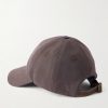 Logo-Embroidered Leather-Trimmed Cotton-Twill Baseball Cap - BK
