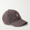 Logo-Embroidered Leather-Trimmed Cotton-Twill Baseball Cap