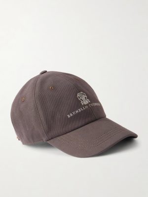 Logo-Embroidered Leather-Trimmed Cotton-Twill Baseball Cap Logo-Embroidered Leather-Trimmed Cotton-Twill Baseball Cap