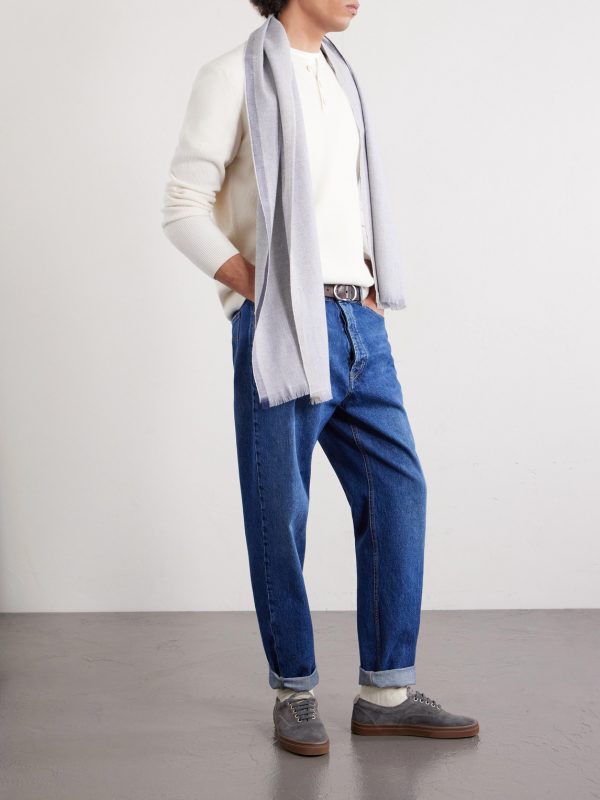 Fringed Wool and Cashmere-Blend Scarf - OU Fringed Wool and Cashmere-Blend Scarf - OU