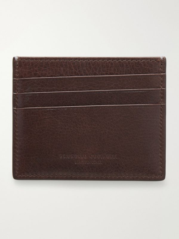 Logo-Debossed Full-Grain Leather Cardholder - BK Logo-Debossed Full-Grain Leather Cardholder - BK