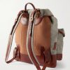 Leather-Trimmed Flannel Backpack - BK
