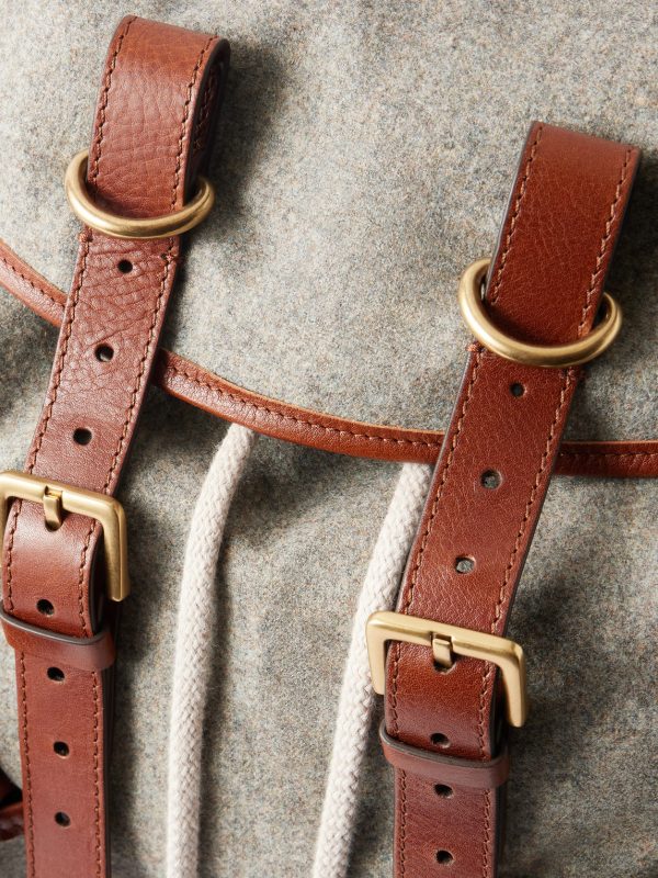 Leather-Trimmed Flannel Backpack - CU