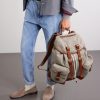 Leather-Trimmed Flannel Backpack - FR