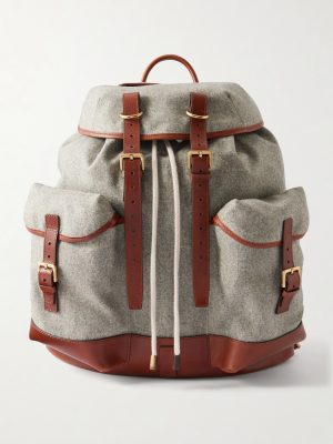 Leather-Trimmed Flannel Backpack Leather-Trimmed Flannel Backpack