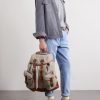 Leather-Trimmed Flannel Backpack - OU