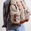 Leather-Trimmed Flannel Backpack - OU2