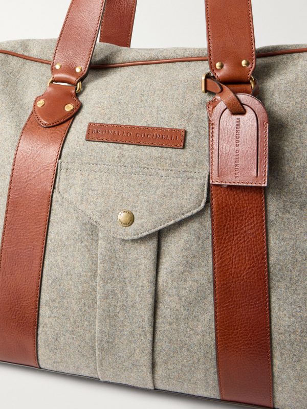 Leather-Trimmed Flannel Weekend Bag - CU Leather-Trimmed Flannel Weekend Bag - CU