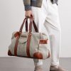 Leather-Trimmed Flannel Weekend Bag - FR Leather-Trimmed Flannel Weekend Bag - FR
