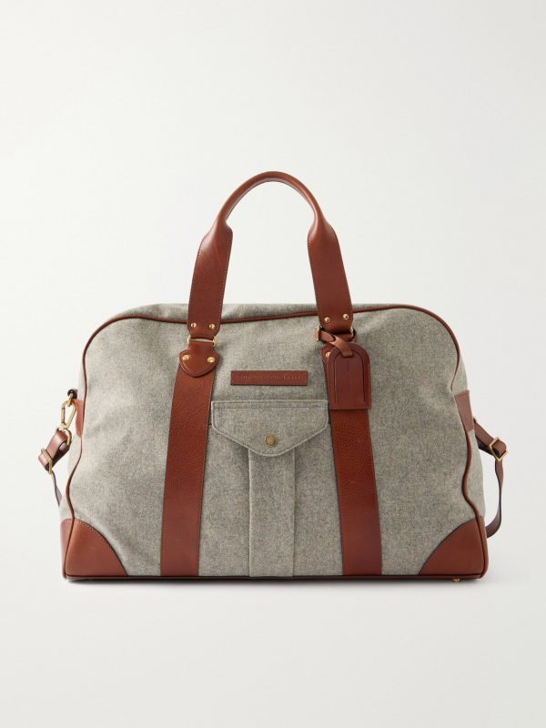 Leather-Trimmed Flannel Weekend Bag Leather-Trimmed Flannel Weekend Bag