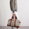 Leather-Trimmed Flannel Weekend Bag - OU Leather-Trimmed Flannel Weekend Bag - OU