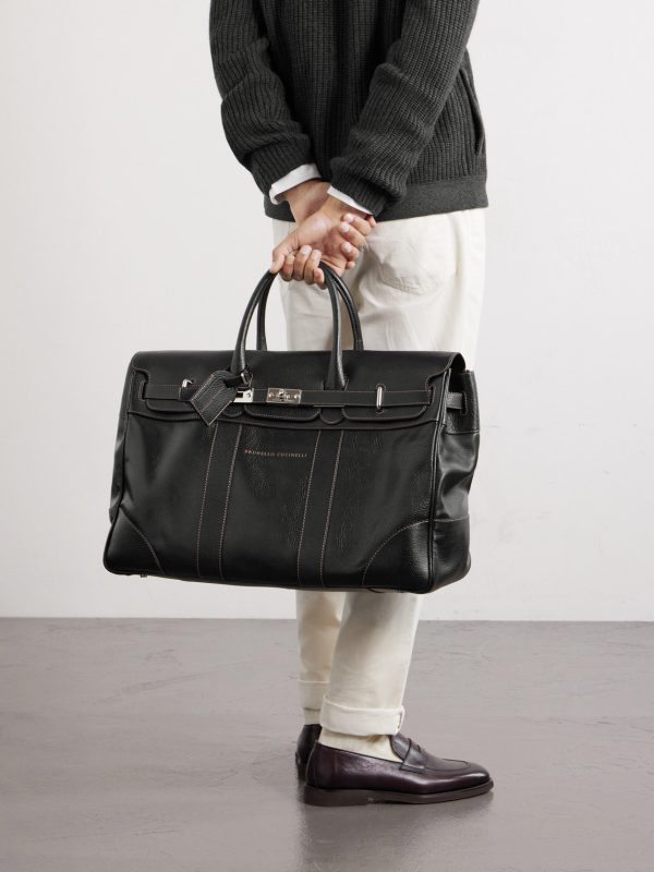 Panelled Full-Grain Leather Weekend Bag - OU Panelled Full-Grain Leather Weekend Bag - OU
