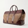 Herringbone Canvas and Leather Weekend Bag - BK Herringbone Canvas and Leather Weekend Bag - BK