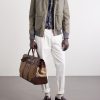 Herringbone Canvas and Leather Weekend Bag - FR Herringbone Canvas and Leather Weekend Bag - FR