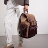 Leather-Trimmed Herringbone Canvas Backpack - FR Leather-Trimmed Herringbone Canvas Backpack - FR