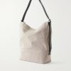 Leather-Trimmed Canvas Tote Bag - BK Leather-Trimmed Canvas Tote Bag - BK
