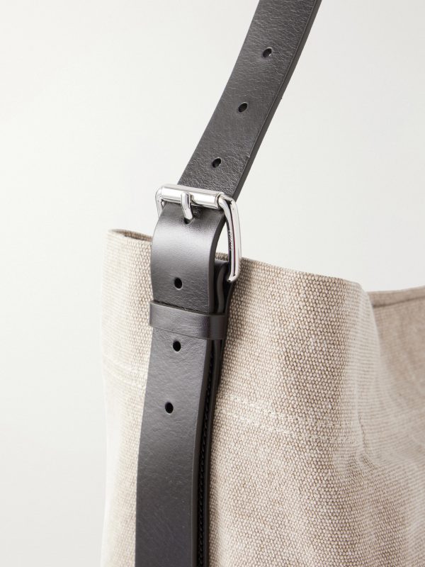 Leather-Trimmed Canvas Tote Bag - CU Leather-Trimmed Canvas Tote Bag - CU