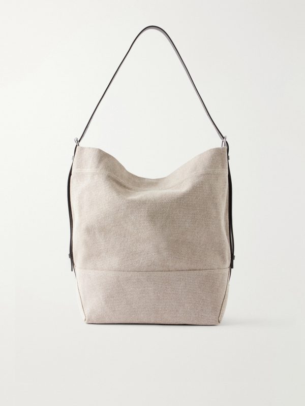 Leather-Trimmed Canvas Tote Bag Leather-Trimmed Canvas Tote Bag