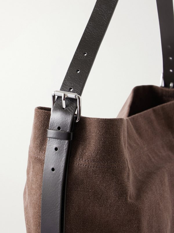 Leather-Trimmed Canvas Tote Bag - CU Leather-Trimmed Canvas Tote Bag - CU