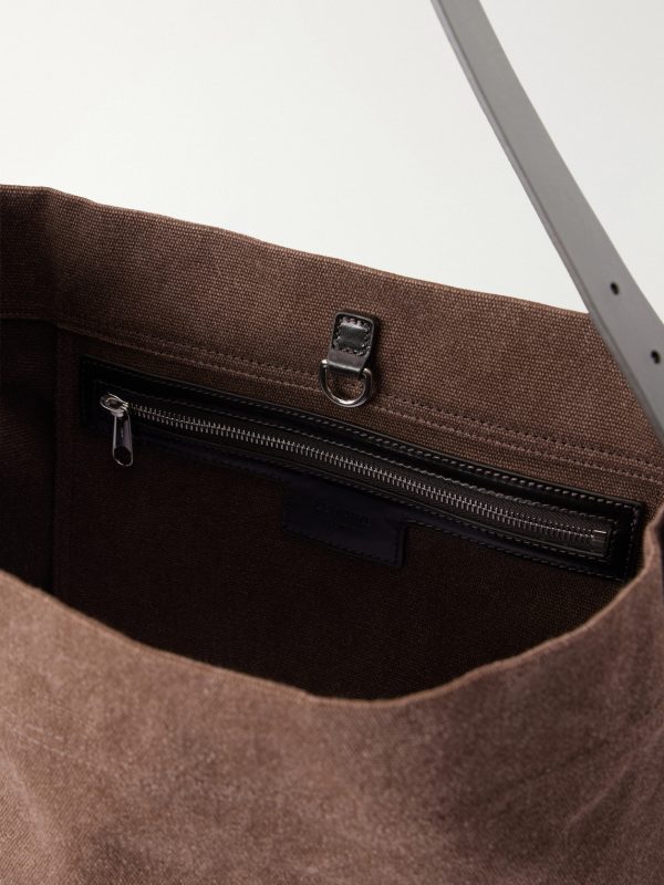 Leather-Trimmed Canvas Tote Bag - E1 Leather-Trimmed Canvas Tote Bag - E1