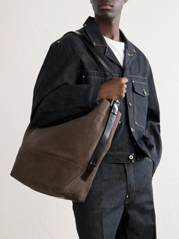 Leather-Trimmed Canvas Tote Bag - FR Leather-Trimmed Canvas Tote Bag - FR