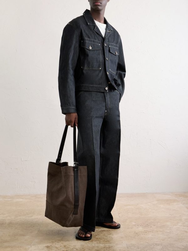 Leather-Trimmed Canvas Tote Bag - OU Leather-Trimmed Canvas Tote Bag - OU