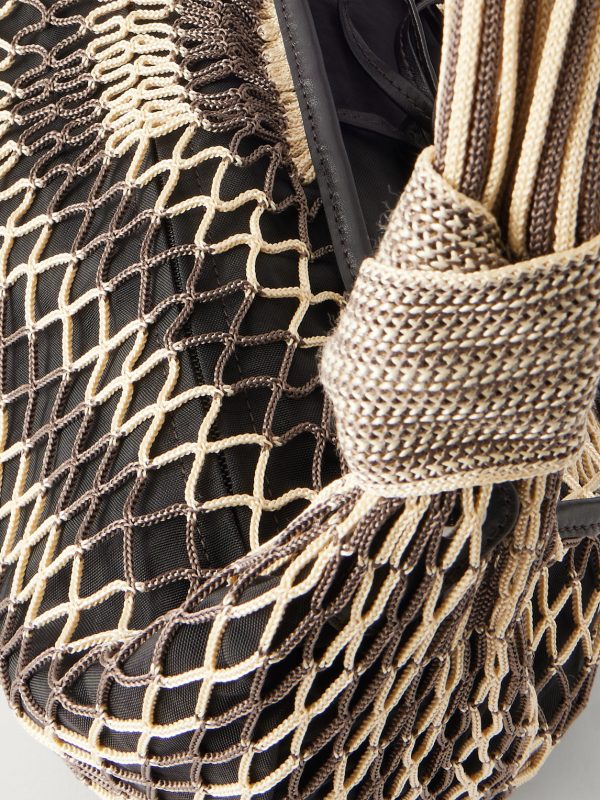 + Filt Croissant Leather-Trimmed Fishnet Messenger Bag - CU + Filt Croissant Leather-Trimmed Fishnet Messenger Bag - CU