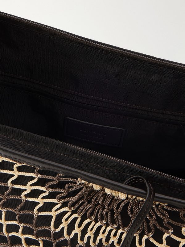 + Filt Croissant Leather-Trimmed Fishnet Messenger Bag - E1 + Filt Croissant Leather-Trimmed Fishnet Messenger Bag - E1