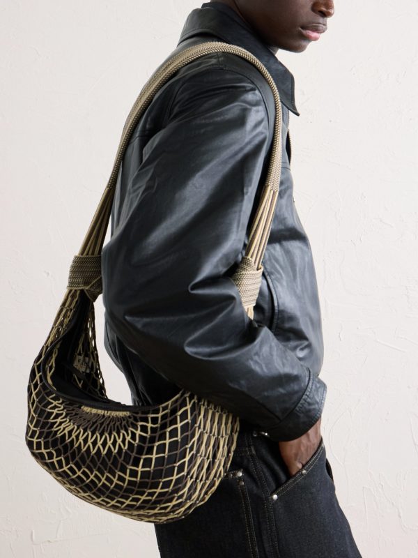 + Filt Croissant Leather-Trimmed Fishnet Messenger Bag - FR + Filt Croissant Leather-Trimmed Fishnet Messenger Bag - FR