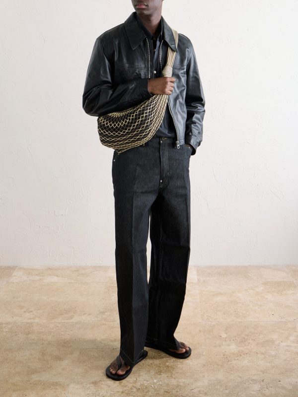 + Filt Croissant Leather-Trimmed Fishnet Messenger Bag - OU + Filt Croissant Leather-Trimmed Fishnet Messenger Bag - OU
