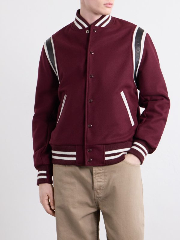 The Hayes Leather Trimmed Wool-Blend Jacket - FR The Hayes Leather Trimmed Wool-Blend Jacket - FR