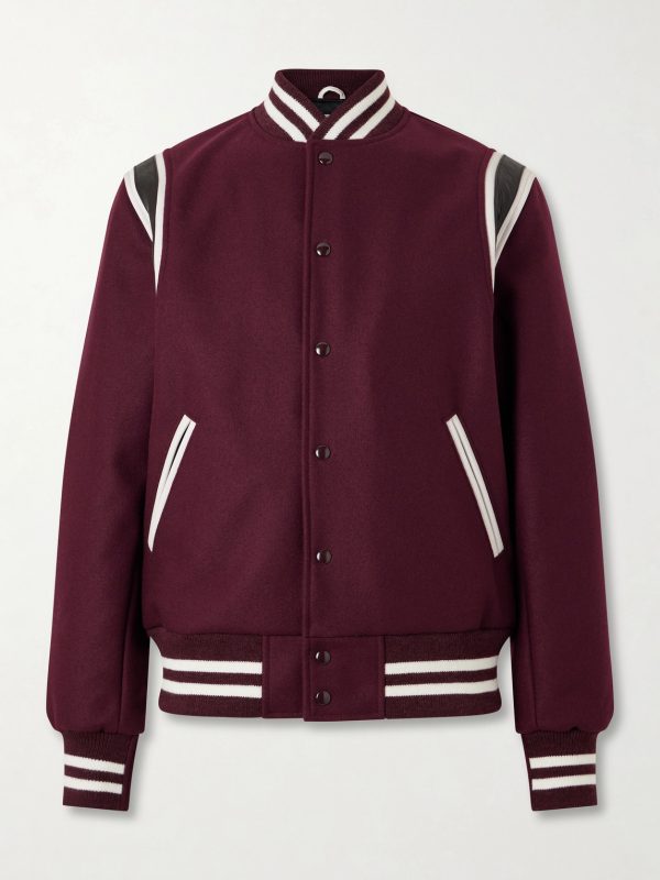 The Hayes Leather Trimmed Wool-Blend Jacket The Hayes Leather Trimmed Wool-Blend Jacket