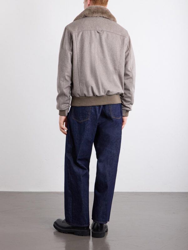 Sherling Trim Wool Bomber Jacket - BK Sherling Trim Wool Bomber Jacket - BK