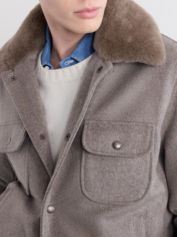 Sherling Trim Wool Bomber Jacket - CU Sherling Trim Wool Bomber Jacket - CU