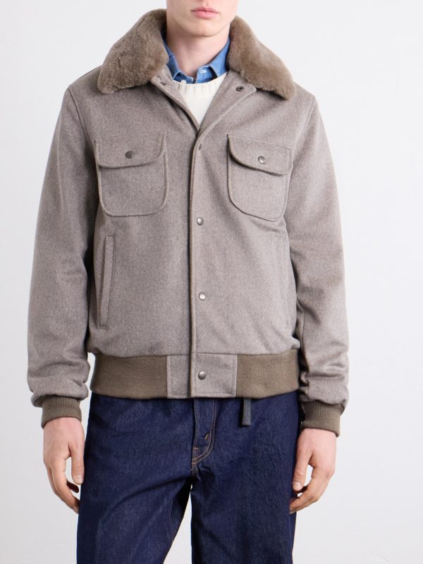 Sherling Trim Wool Bomber Jacket - FR Sherling Trim Wool Bomber Jacket - FR