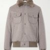 Sherling Trim Wool Bomber Jacket Sherling Trim Wool Bomber Jacket