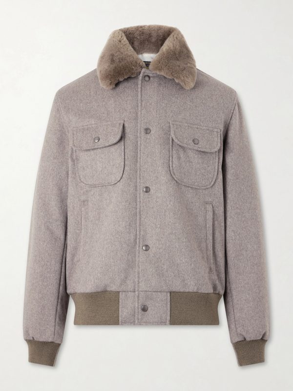 Sherling Trim Wool Bomber Jacket Sherling Trim Wool Bomber Jacket