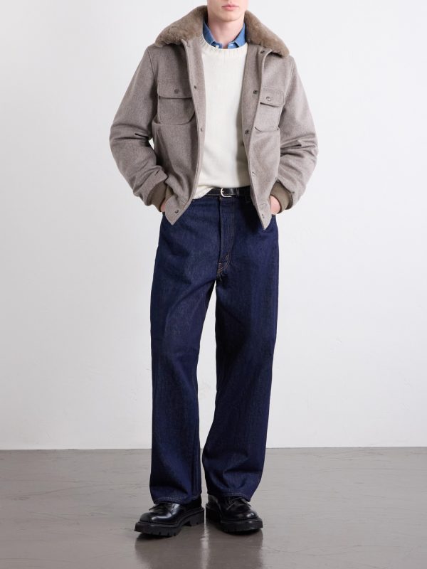 Sherling Trim Wool Bomber Jacket - OU Sherling Trim Wool Bomber Jacket - OU