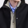 Collared Raglan Leather Trimmed Wool-Blend Bomber Jacket - CU Collared Raglan Leather Trimmed Wool-Blend Bomber Jacket - CU