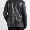Notched Lapel Leather Blazer - BK Notched Lapel Leather Blazer - BK