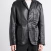 Notched Lapel Leather Blazer - FR Notched Lapel Leather Blazer - FR