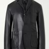 Notched Lapel Leather Blazer Notched Lapel Leather Blazer