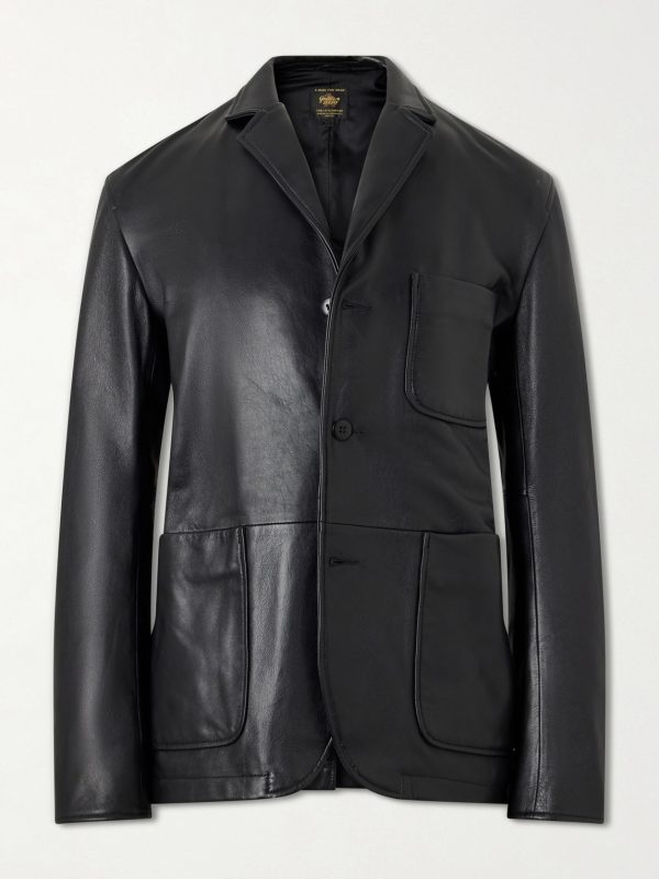 Notched Lapel Leather Blazer Notched Lapel Leather Blazer
