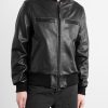 The Ridgewood Knit Trimmed Leather Bomber Jacket - FR The Ridgewood Knit Trimmed Leather Bomber Jacket - FR