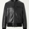 The Ridgewood Knit Trimmed Leather Bomber Jacket The Ridgewood Knit Trimmed Leather Bomber Jacket