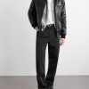 The Ridgewood Knit Trimmed Leather Bomber Jacket - OU The Ridgewood Knit Trimmed Leather Bomber Jacket - OU