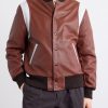 Perforated Fabric Trimmed Leather Jacket - FR Perforated Fabric Trimmed Leather Jacket - FR