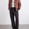 Perforated Fabric Trimmed Leather Jacket - OU Perforated Fabric Trimmed Leather Jacket - OU